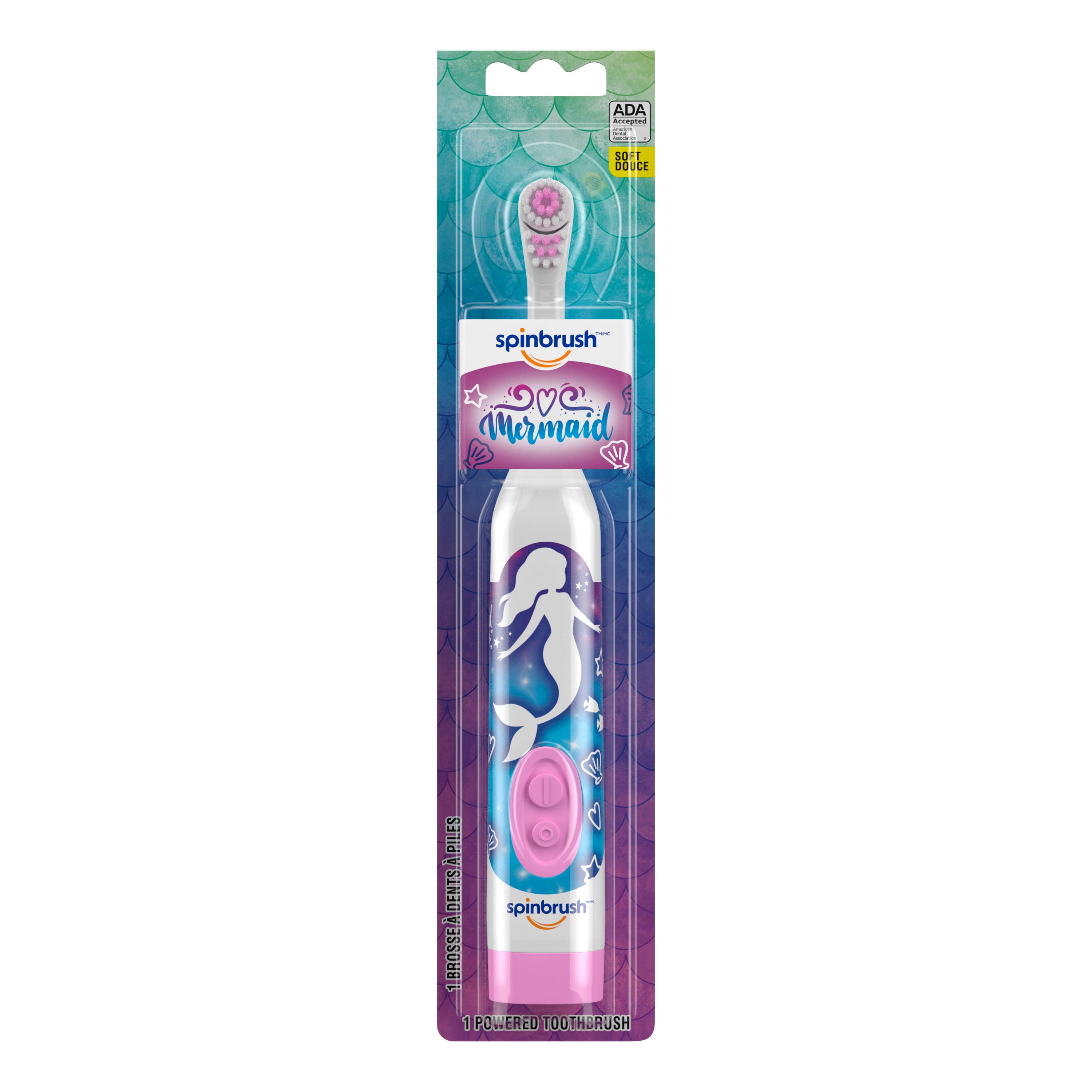 Spinbrush Mermaid Kids Battery-Powered Electric Toothbrush, Soft Bristles