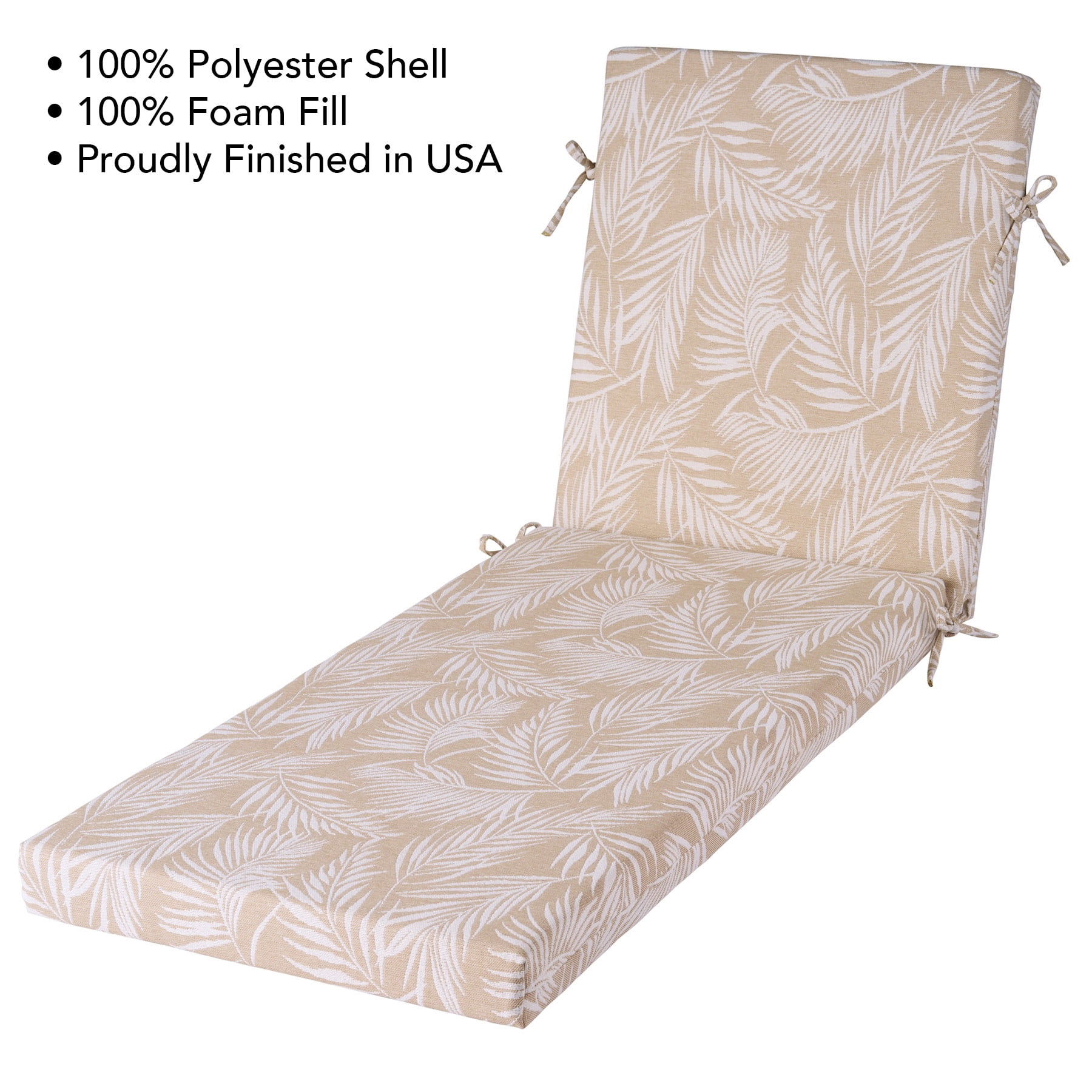 Better Homes & Gardens 72" x 23" Outdoor Chaise Lounge Cushion, 1-Piece, Palm Tan