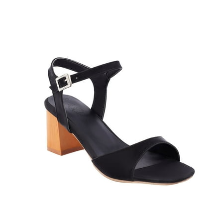 

Cglfd Fashion Solid Color Microfiber Leather High Heels Ladies Summer Sandals
