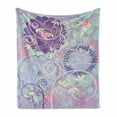 thumbnail image 1 of Floral Soft Flannel Fleece Blanket, Spring Nature Theme Ornamental Flowers Dandelions Leaves Swirls Curvy Design Artwork, Cozy Plush for Indoor and Outdoor Use, 60" x 80", Multicolor, by Ambesonne, 1 of 6