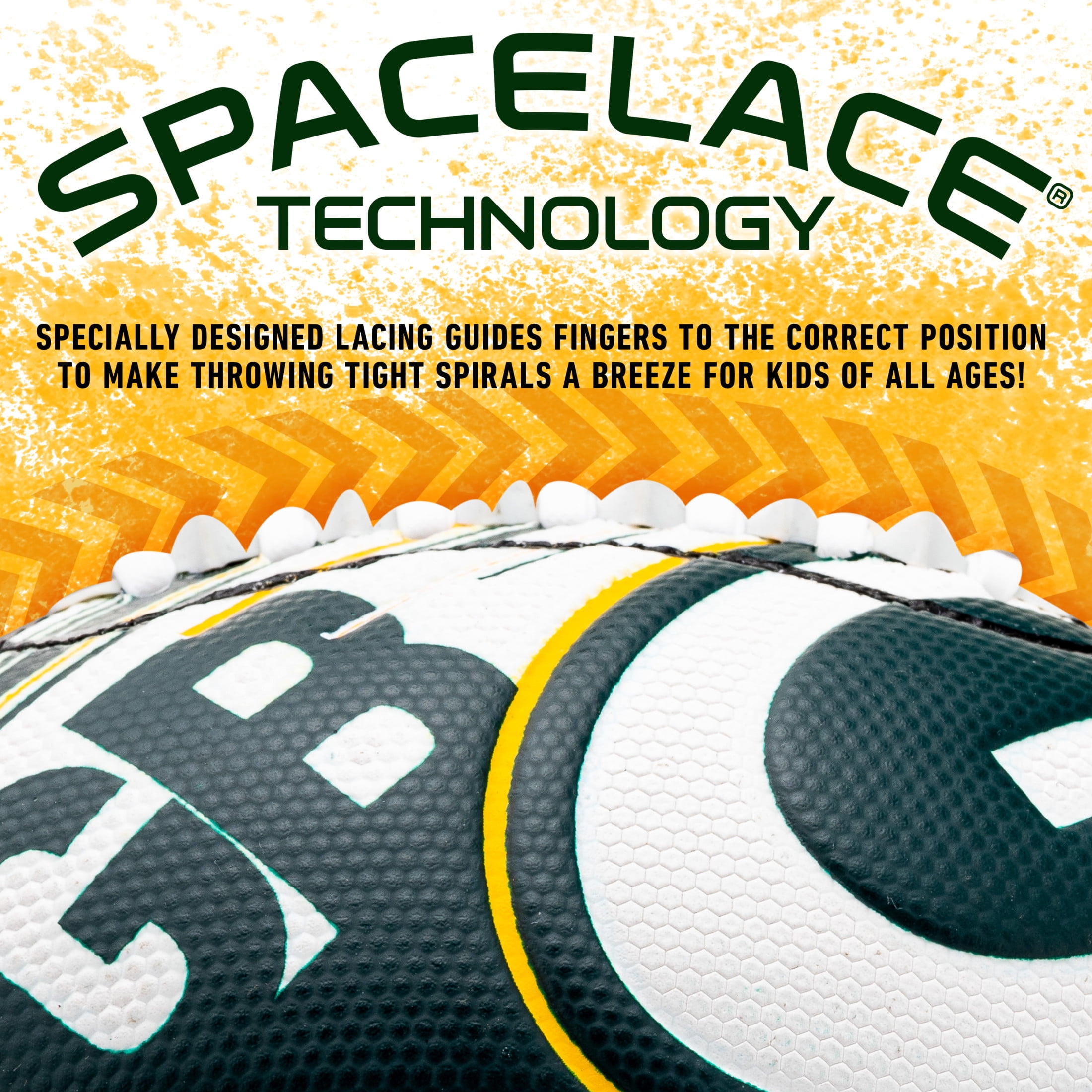 NFL Green Bay Packers Football - Youth Mini Football - 8.5" Football- SPACELACE Easy Grip Texture- Perfect for Kids !