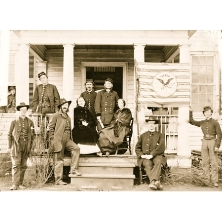 3d Porch Stevensburg Va Gen Judson Kilpatrick 3d Division Cavalry Corps with ladies and staff members on the porch of headquarters Poster Print ()