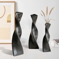 thumbnail image 2 of TOPCHANCES Ceramic Vase Set, Set of 3 Geometric Decorative Vase for Dried Flowers, Pampas Grass, Modern Home Decor Birthday Gifts (Matte Black), 2 of 8