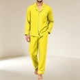 thumbnail image 5 of Delconic Mens Pajama Set Long Sleeve Button Front Sleepwear Set Relaxed Fit Lounge Set with Chest Pocket and Full Length Pants Yellow S, 5 of 6