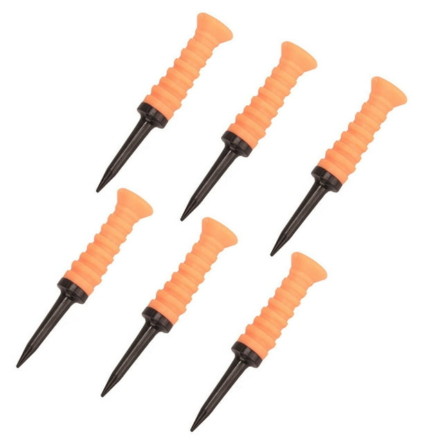 Lot de 6 Tees de Golf en Caoutchouc Professionnels Réutilisables Support de Balles Accessoires d'Entraînement Extérieur Intérieur Orange