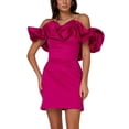 thumbnail image 4 of VISgogo, vestido de tubo de verano para mujer, minivestido ajustado con hombros descubiertos y volantes de Color sólido para mujer VISgogo  moda, 4 of 9