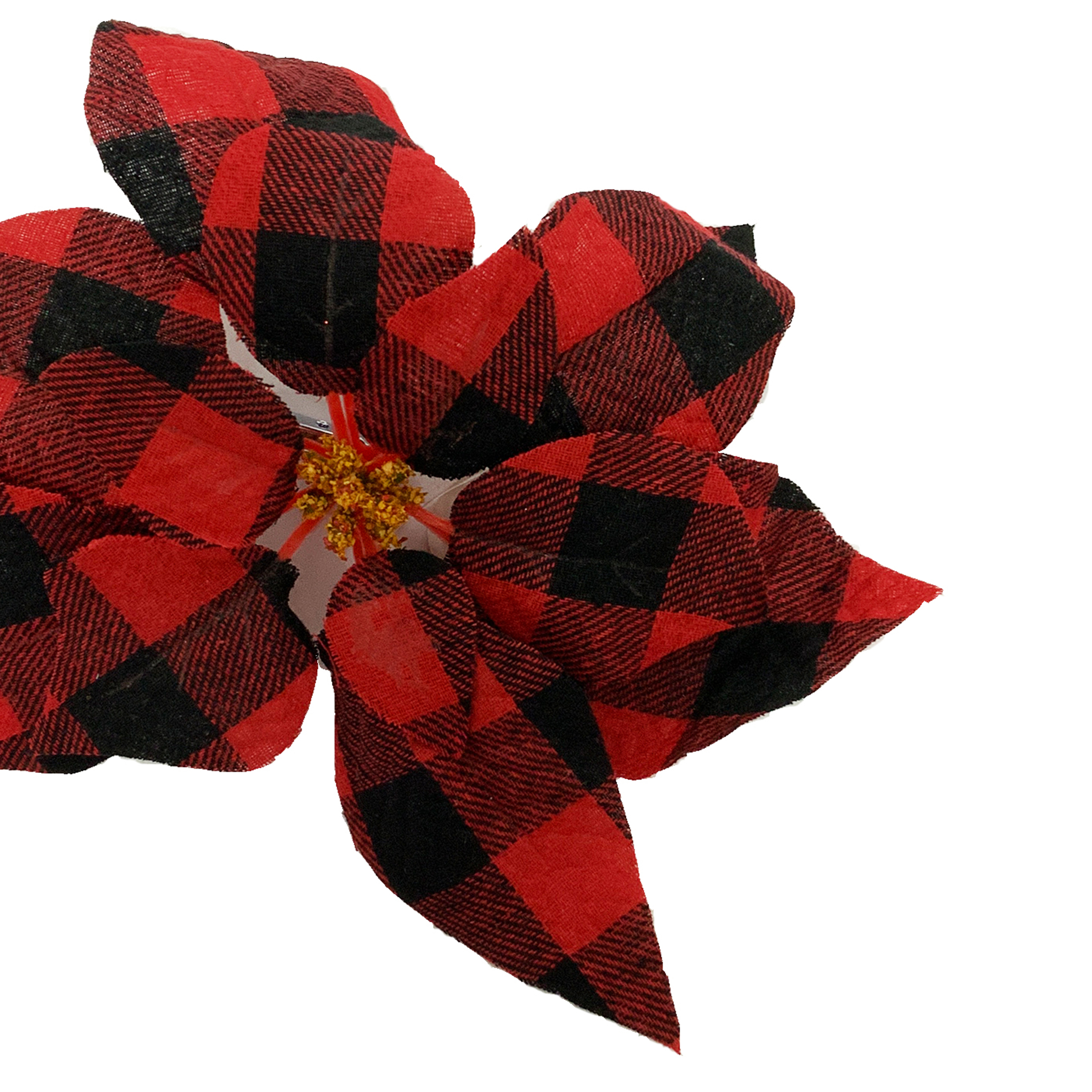 Holiday Time Dotcom 12 Pack Red and Black Check Poinsettia Clips - image 4 of 8