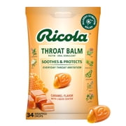 (3 pack) Ricola Caramel Throat Balm Throat Drops, Soothing Throat Relief, 34 ct