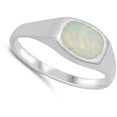 thumbnail image 4 of CHOOSE YOUR COLOR White Simulated Opal Promise Ring .925 Sterling Silver Band CZ Female Size 9, 4 of 4