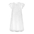 thumbnail image 2 of Dream Lifestyle Round Neck Hollow Knee-length Midi Dress Stacked Ruffle Short Sleeve Jacquard Dress Female Clothes, 2 of 8