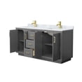 thumbnail image 3 of Wyndham Collection Miranda 66" Metal & Wood Double Bathroom Vanity in Gray/Gold, 3 of 6