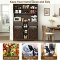thumbnail image 2 of Blotout 47" Wide Kitchen Pantry Storage Cabinet with Charging Station & Microwave Stand, Tall Farmhouse Kitchen Hutch Cabinet, Double Tilt Out Trash Can Cabinet 10X2 Gallon, 2 of 7
