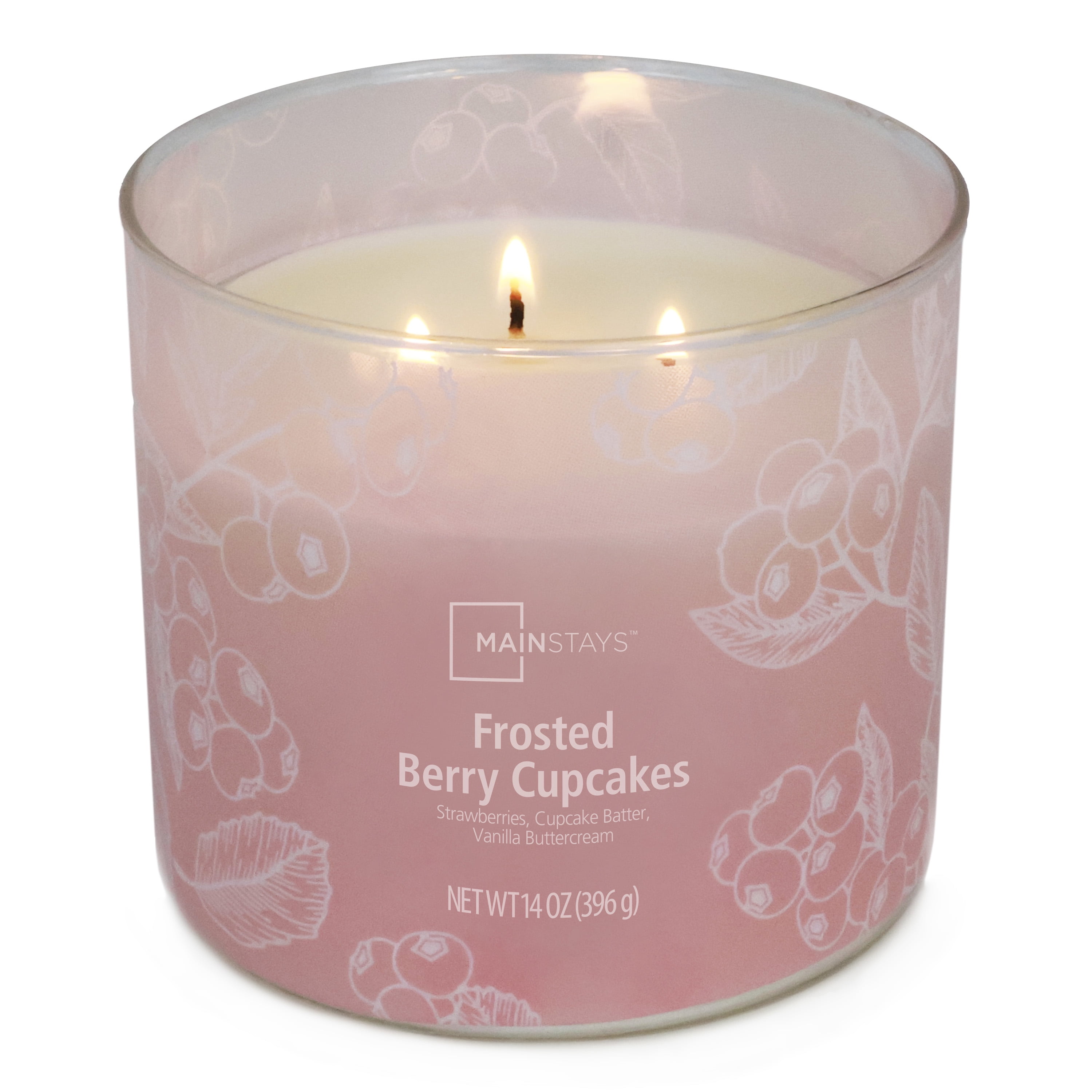 Mainstays 3-Wick Textured Wrapped Frosted Berry Cupcake Scented Candle, 14 oz, MAINSTAYS PL MS 14OZ BERRY