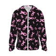 thumbnail image 2 of Uemuo Breast Cancer Awareness Pattern Women's Full Zip UPF 50+ Sun Protection Hoodie Jacket Long Sleeve Sun Shirt Hiking Outdoor Performance with Pockets-Small, 2 of 9