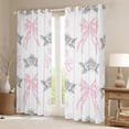 thumbnail image 2 of jejeloiu Retro Bow Ribbon Black Out Curtains,Cartoon Flowers Pattern Curtains Pack of 2 (42x63 Each),White Pink Gray Bedroom Curtains For Girl,Microfiber Bedroom Decor, 2 of 6