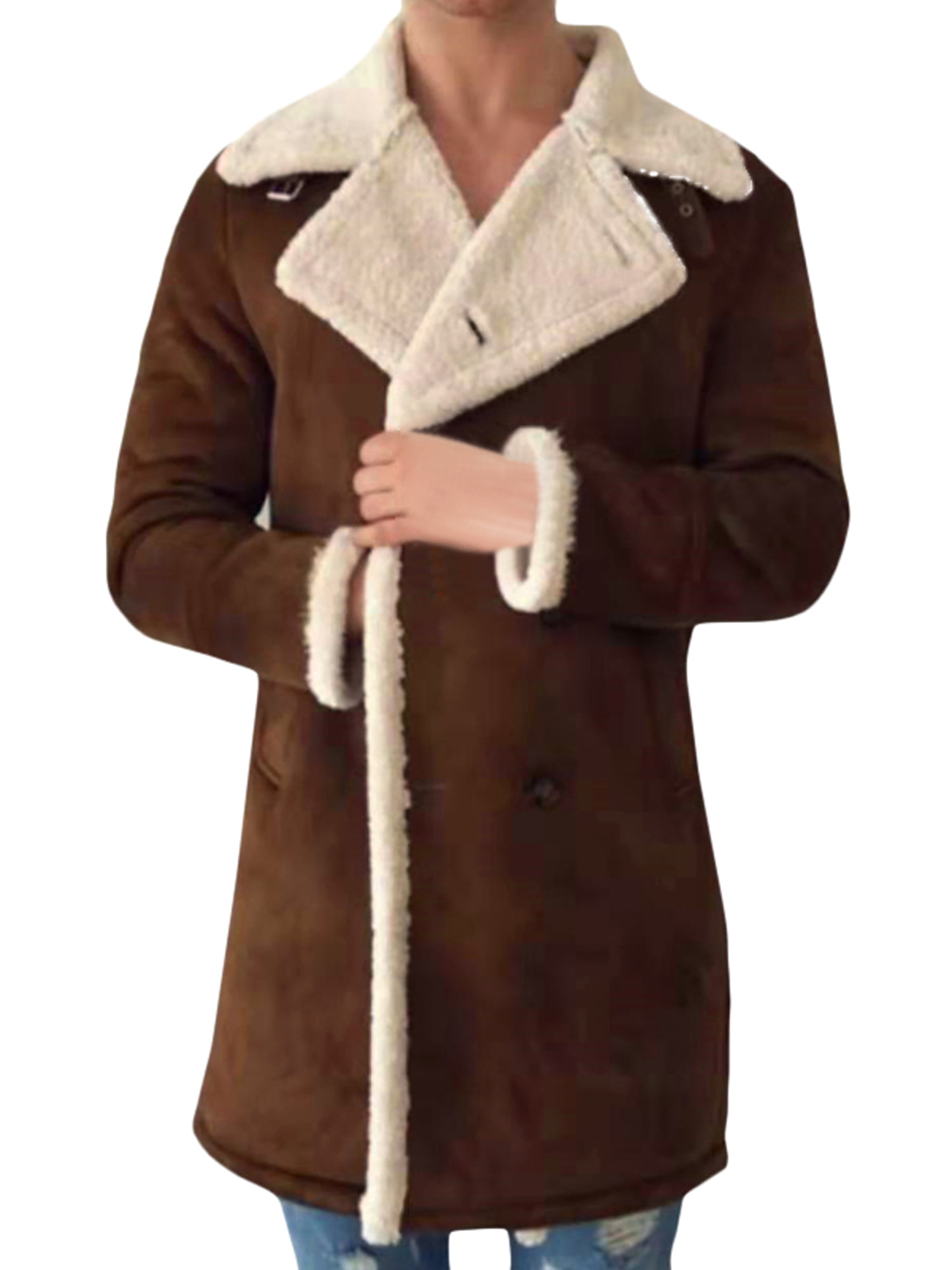 Kemilove Women Swing Wool Trench Pea Coat Lapel Wrap Winter Long Overcoat w/Belt 