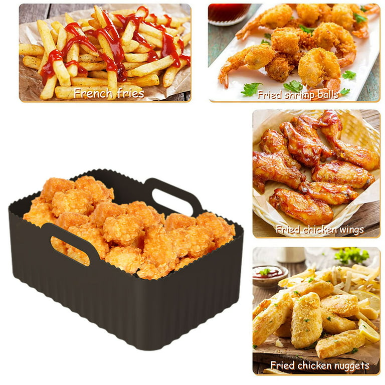 MMH Silicone Liners Rectangular 2 Pcs for 10 Qt Air Fryer Dual Baskets, 2  Basket Airfryer Rectangle Silicone Pot Reusable Baking Tray Fits Ninja  Foodi DZ401, DZ550, (Black) 