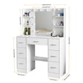 thumbnail image 6 of Yamissi Makeup Vanity Table with Lights, White Vanity Desk with Mirror, 7 Drawers Dressing Table for Women Girls Bedroom, 6 of 8