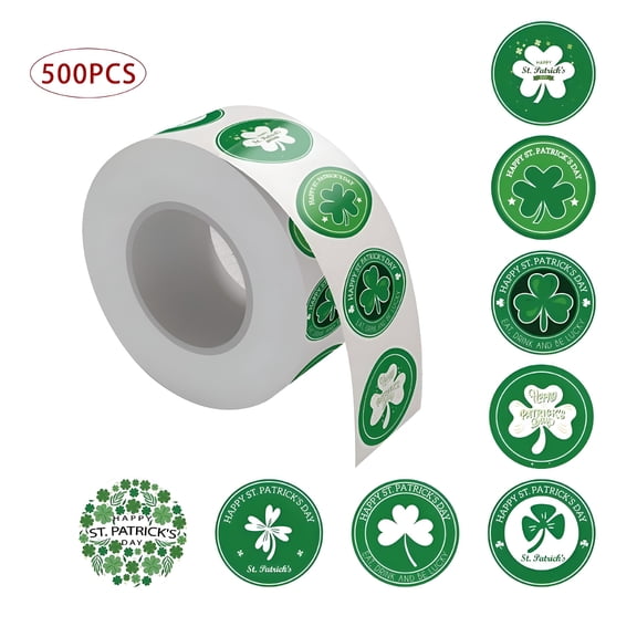 CCOCC 500 Pcs Clover-Stickers Self-adhesive Shamrock Sticker for St. Patrick's Day Party