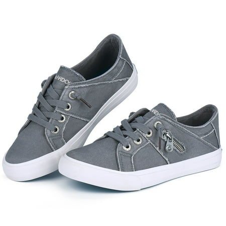 JENN ARDOR Womens Sneakers Fashion Canvas Shoes Lace up Flats Low Top Walking Shoes