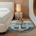 thumbnail image 3 of Vintage Anchor Round Area Rug 3.3 FT, Non Slip Small Entryway Kitchen Mat, Retro Farmhouse Nautical Wooden Washable Soft Circular Rug Non-Shedding Door Mat for Bathroom Playroom Kids Room, 3 of 9