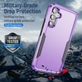 thumbnail image 2 of for Samsung Galaxy S24 Case, Phone Case Heavy Duty 2 in 1 Full Body Rugged Shockproof Hybrid Hard PC Soft TPU Bumper Drop Protective Girls Women Boy Men Covers for Galaxy S24, Purple+Black, 2 of 6