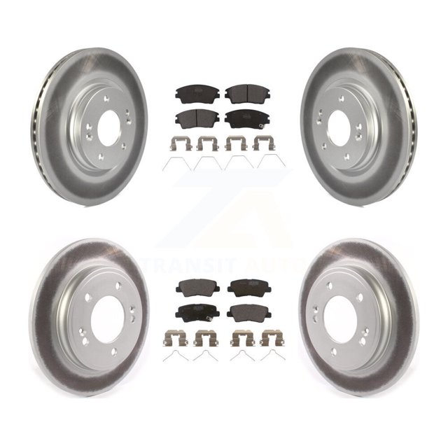 Transit Auto Front Rear Coated Disc Brake Rotors and Ceramic Pads Kit for Car 2017-2020 Hyundai Elantra 1.6L KGT-102167