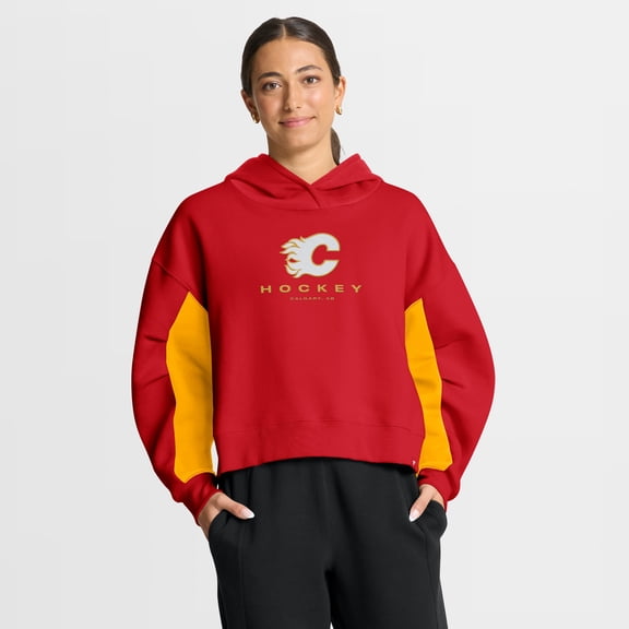 Women's Fanatics Red Calgary Flames Back Check Boxy Hoodie