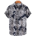 thumbnail image 2 of Camisa hawaiana de lujo para hombre, informal, con estampado de flores en 3D, mangas cortas, talla grande, con múltiples elementos, cuello abatible y botones, 2 of 5