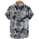 thumbnail image 2 of Camisa hawaiana de lujo para hombre, informal, con estampado de flores en 3D, mangas cortas, talla grande, con múltiples elementos, cuello abatible y botones, 2 of 5