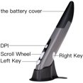thumbnail image 3 of Wireless Optical Pocket Pen Mouse, 2.4GHZ USB Wireless Optical Pen Mouse 800/1200/1600 DPI Adjustable Handwriting Mini Air Mouse Mice for PC Laptop Notebook Computer Mac (Grey), 3 of 5