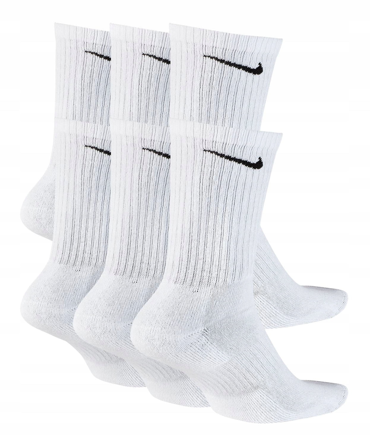 NikeDri-Fit Unisex Everyday Cotton Cushioned Crew Training Socks 6 Pair, Size L (8-12) - White
