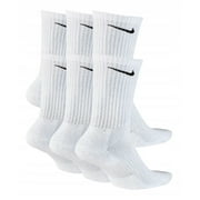 NikeDRI-FIT Unisex Everyday Cotton Cushioned Crew Training Socks with DRI-FIT Technology (Pack of 6 Pairs), White, Middle