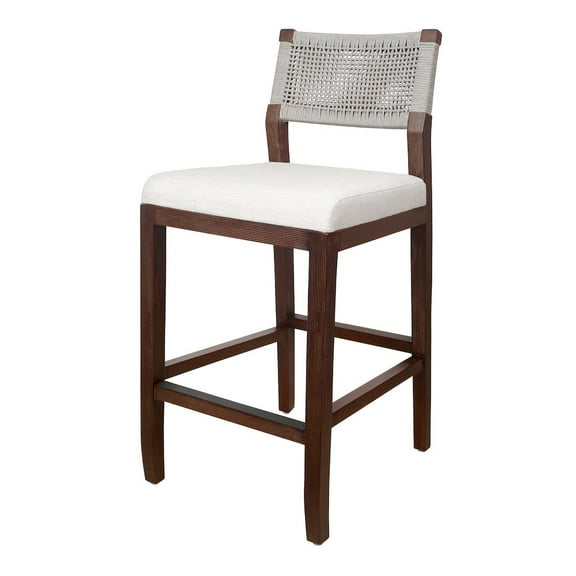NPD Furniture Pierre 27" Wood Rope Counter Stool in Gray/Seneca Brown
