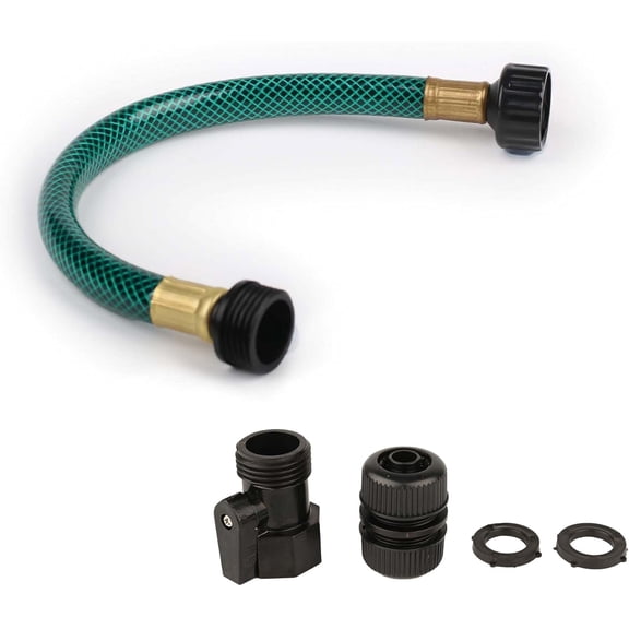 PLUMYHG-1FT PVC Flexible Connector Leader: 1/2" Short Hose Female and Male Fittings for Faucet Extension RV Filters Sprinklers Drip Irrigation and Outdoor Spigot Use