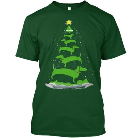 - Ltd Edition Dachshund Christmas Tree Hanes Tagless Tee T-Shirt