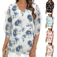 thumbnail image 7 of PFRNLF Chiffon Shirts for Women Summer Dressy Blouses Casual V Neck 3/4 Sleeve Tops, 7 of 7