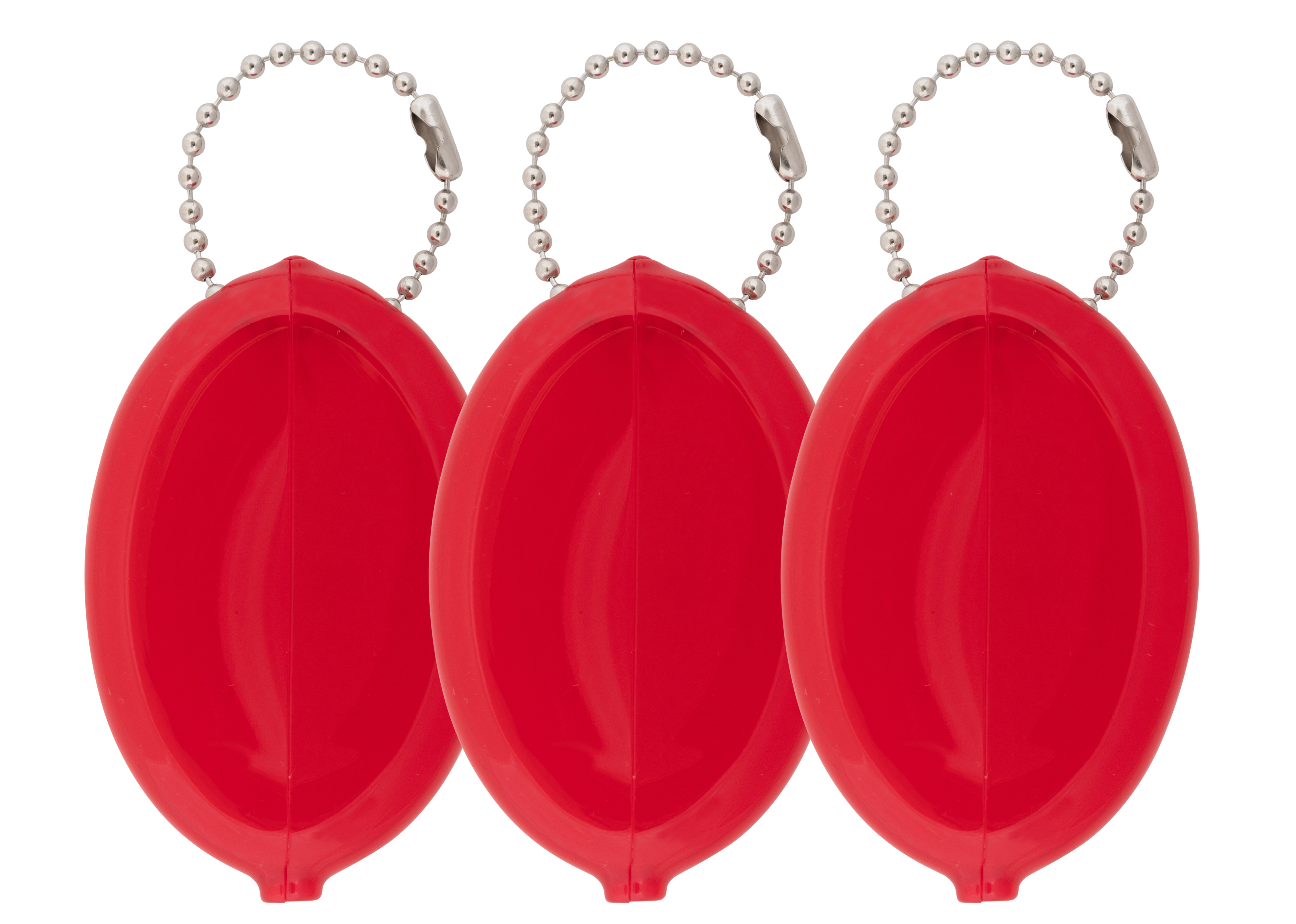 Oval Rubber Coin Purse Change Holder With Chain By Nabob (3 Value Pack