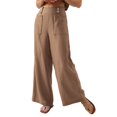 thumbnail image 2 of Bovemsi Women's High Waist Button-Down Wide Leg Linen Pants - Spring/Summer Casual Palazzo Trousers, Yellow, XL, 2 of 9