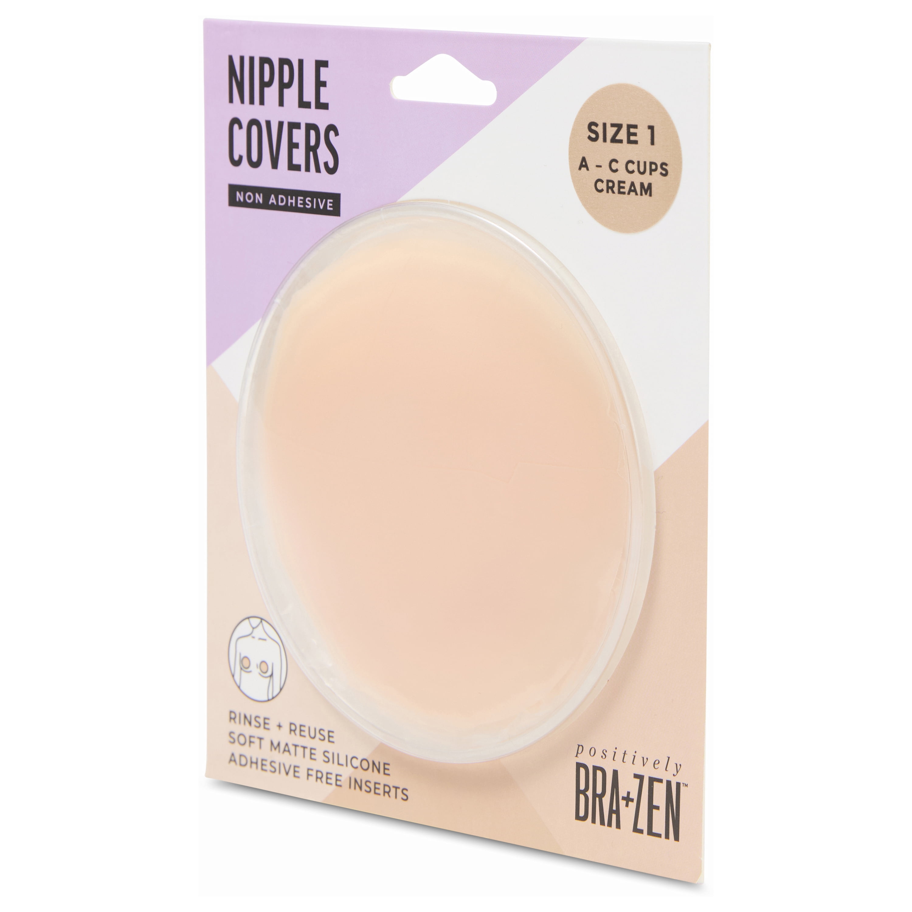 Positively BRA+ZEN Women's Reusable Silicone Nipple Covers Non-Adhesive Pasties, Sizes 1 & 2 Breast Petals