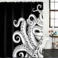 thumbnail image 2 of Black White Octopus Shower Curtain, Waterproof Shower Curtains for Bathroom, Coastal Ocean Animals Nautical Washable Fabric Bathtub Curtain Set Bath Decor with 12 Hooks 48"x72", 2 of 8