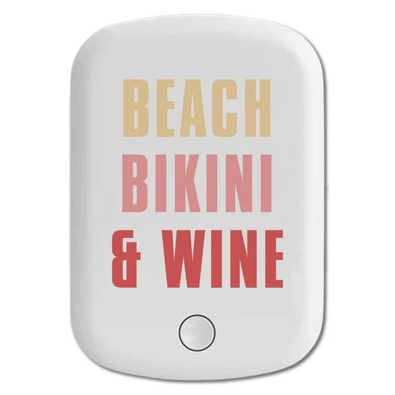 DistinctInk Magnetic Battery Pack, 10000 mAh Wireless Portable Charger with USB-C Cable, Compatible with MagSafe iPhone 14 / 13 / 12 Series - Beach Bikini & Wine