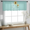 thumbnail image 2 of Sunflowers Valance Curtains for Kitchen/Living Room/Bathroom/Bedroom Window, Rod Pocket Small Topper Half Short Window Curtains Voile Sheer Scarf, Modern Bee You Are My Sunshine Teal Green 42"x18", 2 of 8