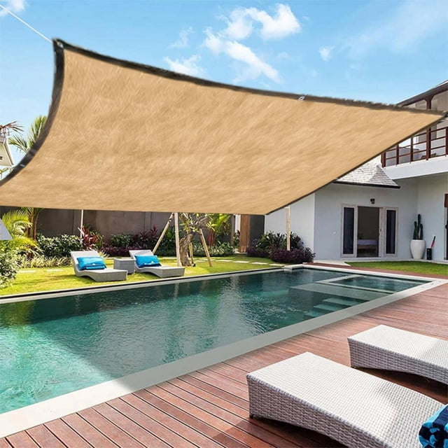Feltree Rectangle Sun Shade Sail Outdoor Canopy with Ropes for Patio Garden and Pool Uv Block Breathable Fabric