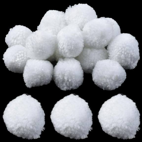 24Pcs White Wool Pom Pom Fluffy Pompom Balls Bulk 5cm Soft Felt Fuzzy Round Handmade Decoration Hanging Garland Ornaments Ball for DIY Art Craft Home Party Christmas Accessories