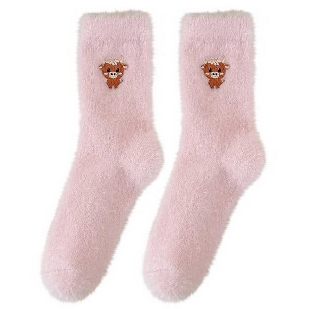 Calcetines gruesos y cálidos de invierno para mujer, con forro polar, hasta la pantorrilla, bonitos y gruesos, para dormir.