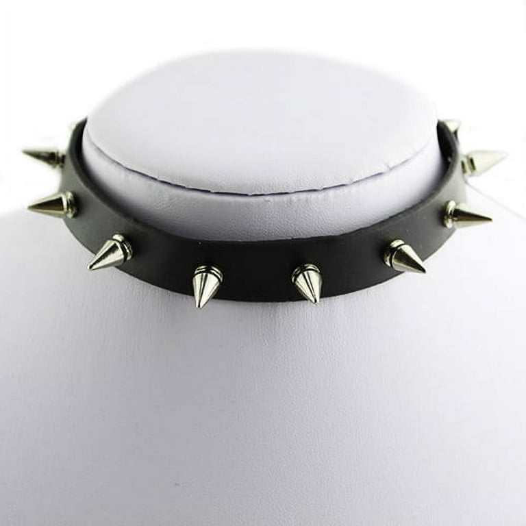 Yesbay Gothic Men Women Faux Leather Spike Rivet Choker Punk Necklace Jewelry Walmart
