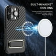 thumbnail image 4 of Case for iPhone 13 Pro Max, Classic Texture Rugged PC Lens Protector Shockproof Cover with Hidden Metal Bracket, Compatible with MagSafe Wireless Charging Magnetic Case for iPhone 13 Pro Max,Coffee, 4 of 8