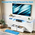 thumbnail image 5 of Twister.CK TV Stand for TVs up to 75", with LED Lights & Power Outlets, 10-Drawer Dresser Storage Chest for Bedroom, Living Room, White, 5 of 7
