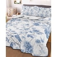 thumbnail image 3 of Quilts Queen Size, Blue White Spring Floral Soft Comforter Bedding Set for Bed, Summer Botanical Birds Lightweight Quilted Bedspread with Pillow Cover(2 Pieces) for All Season, 90x96 Inch, 3 of 6
